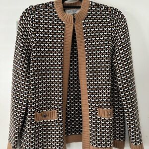 Kasper Black and Brown Patterned Cardigan